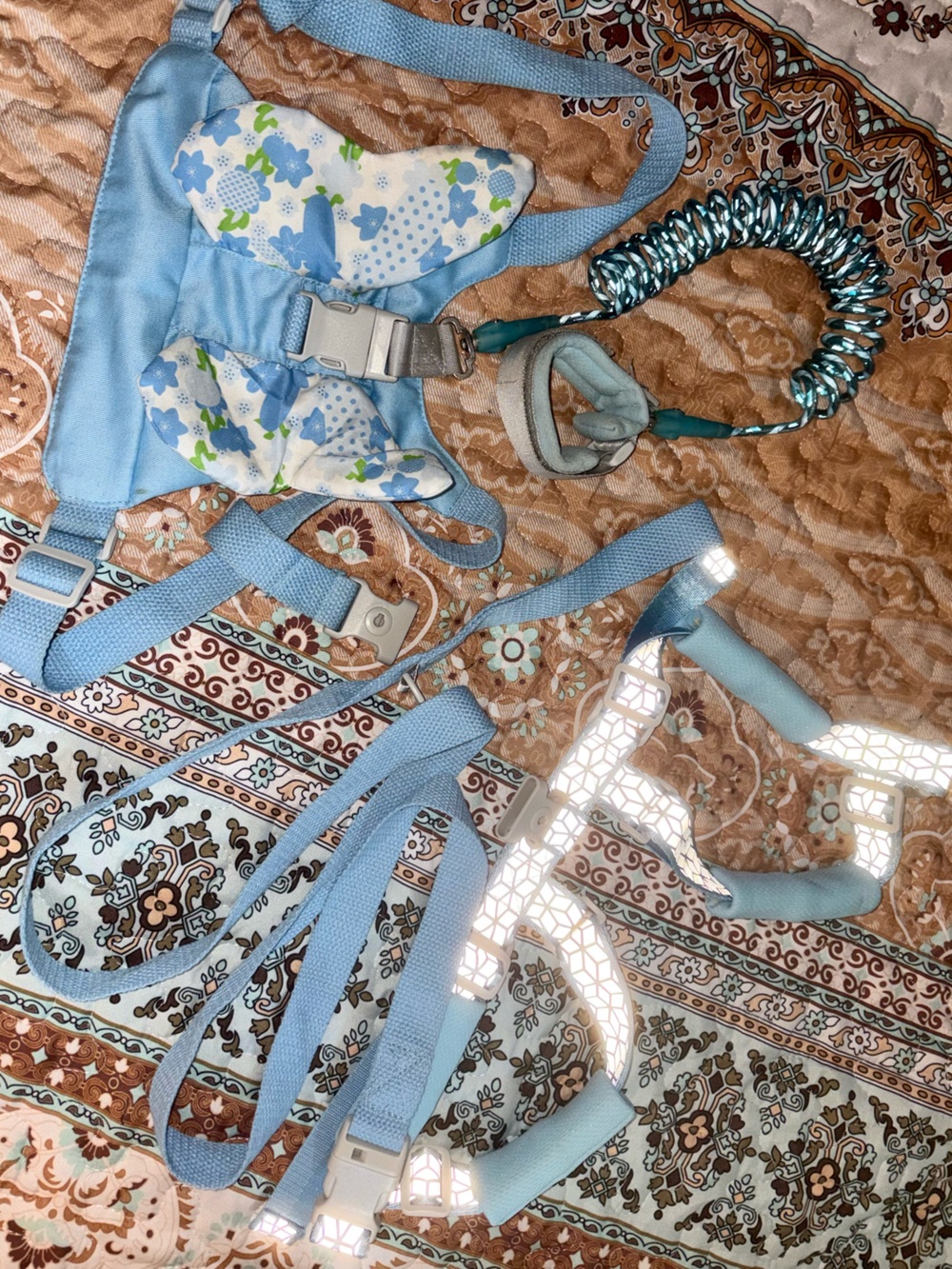 Light Blue Floral Baby Harness with Leash